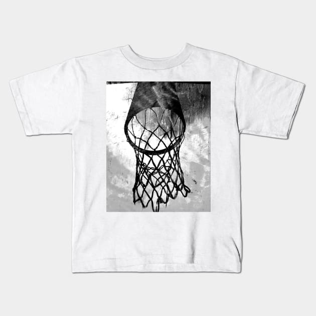 Basketball art print swoosh 41- black and white basketball art Kids T-Shirt by takumipark